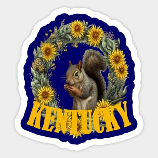 For The Love Of Kentucky, Grey Squirrels and Yellow Flowers Sticker